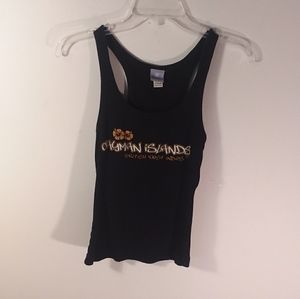 T412. Tommy's. Black tank top. Cayman Islands